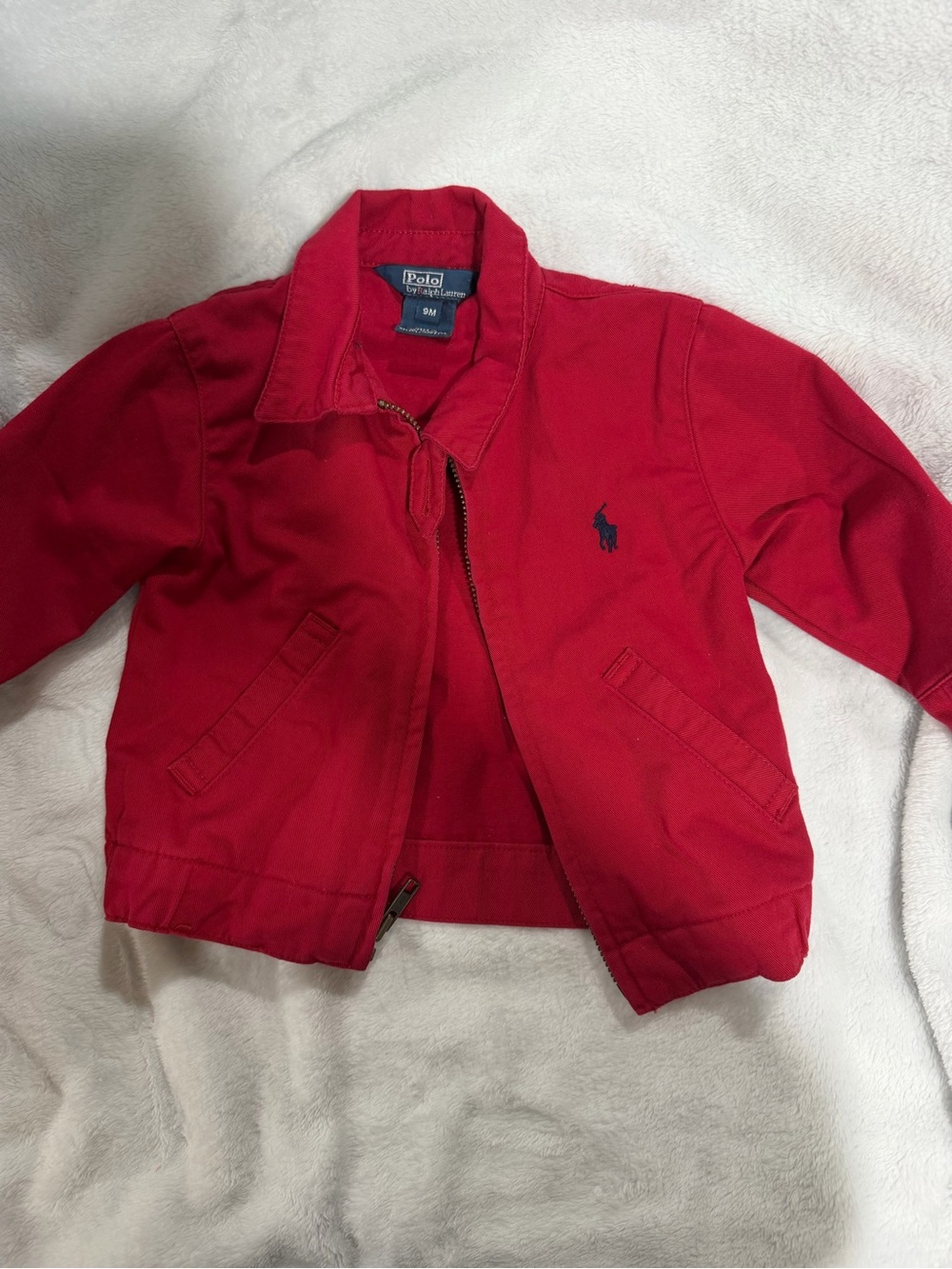 Polo by Ralph Lauren Boys' Red Jean-Style Jacket with Navy Pony